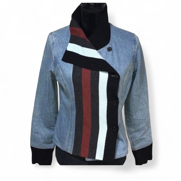 Unique Jean Jacket Denim and Sweater Jacket Small - Picture 1 of 9